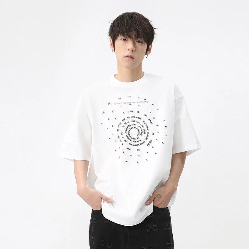 Letter Star River Print Loose T-Shirt