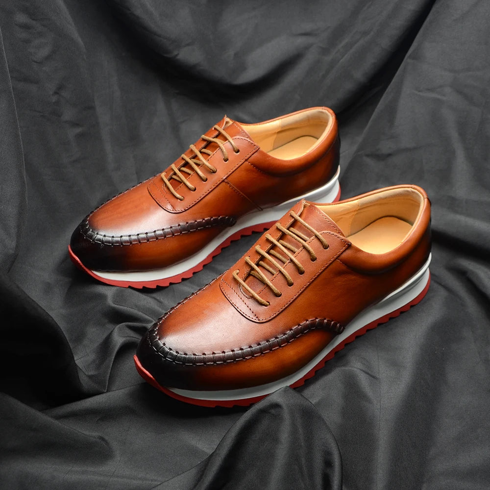 Men's Stitches Lace-Up Leather Casual Shoes