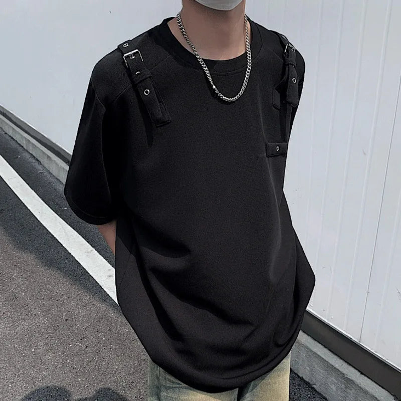 Buckle-Up Decor O-Neck T-Shirt