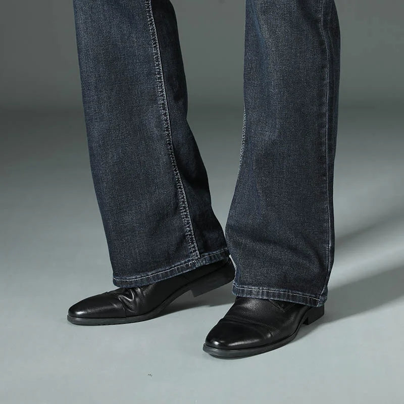 Classic Solid Denim Flare Jeans