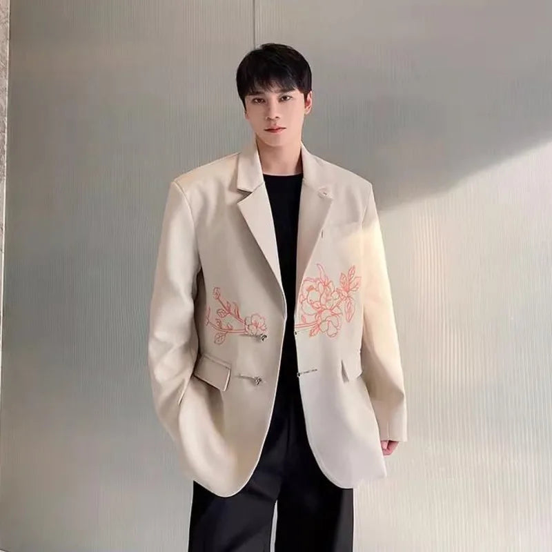 Chinese Style Flower Embroidery Blazer