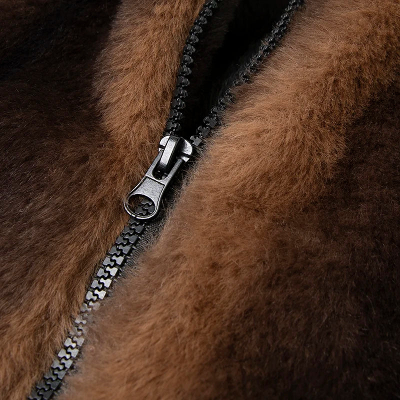 Striped Warm Fur Thick Loose Jacket