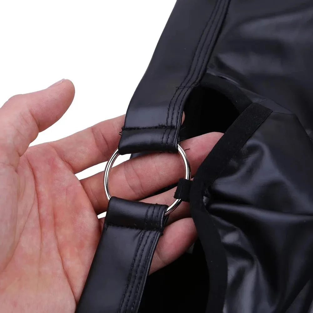 Black Hollow O-Ring Leather Boxer