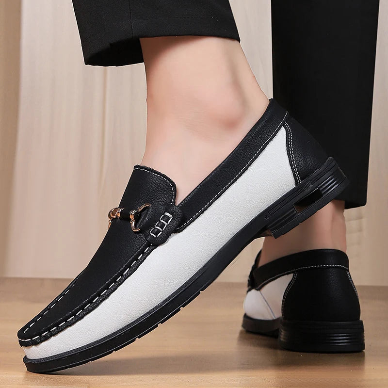 Metal Appliqués Split Leather Loafers
