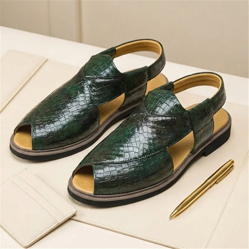 Casual Green Peep Toe Ankle Strap Sandals