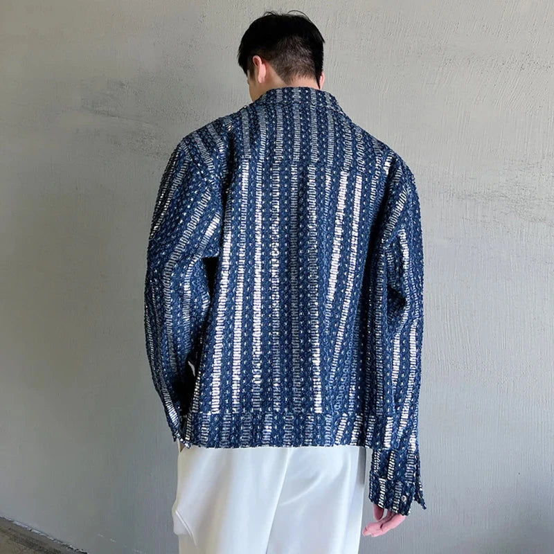 Fashion Stripe Crop Sequin Jacket