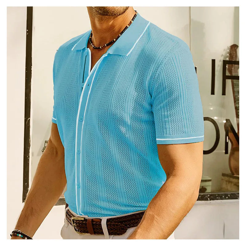 Solid Ice Hollow Breathable Shirt
