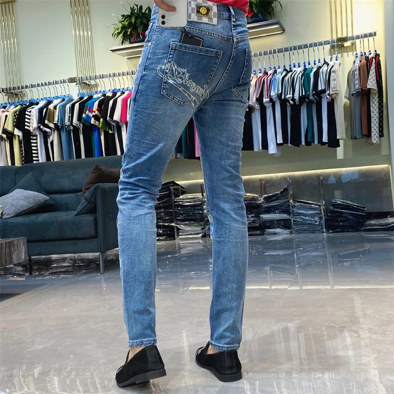 Animal Letter Print Straight Jeans