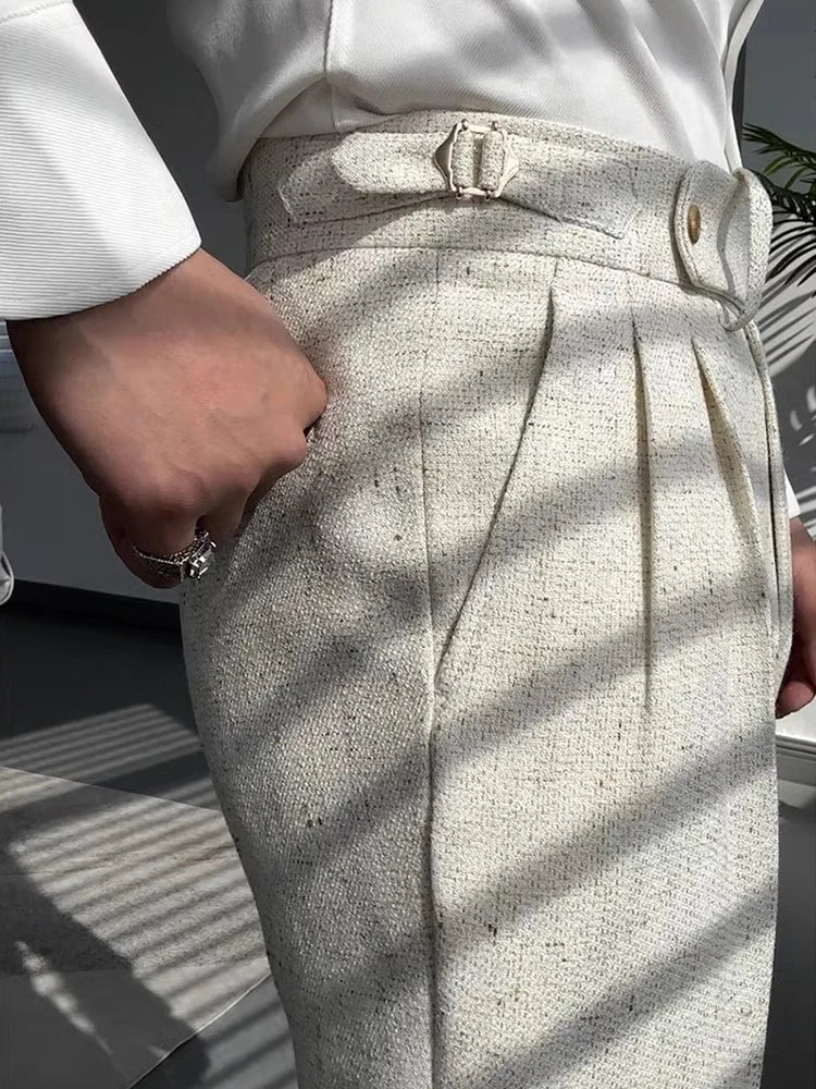 Classic Vintage Belt High Waist Trousers