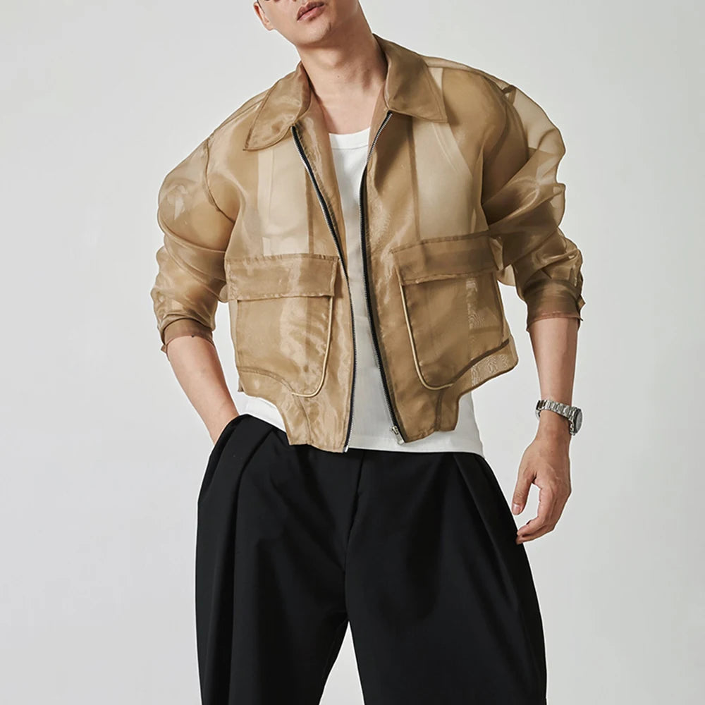 Sexy Mesh See-Through Zipper Jacket