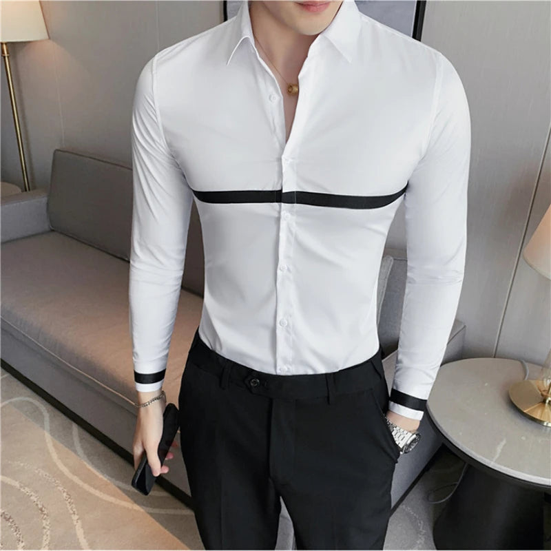 Solid Casual Single Line Slim Fit Shirt