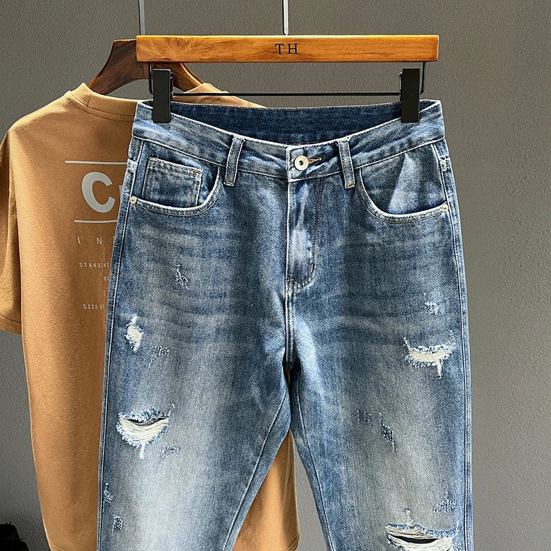 Ripped Vintage Blue Streetwear Jeans