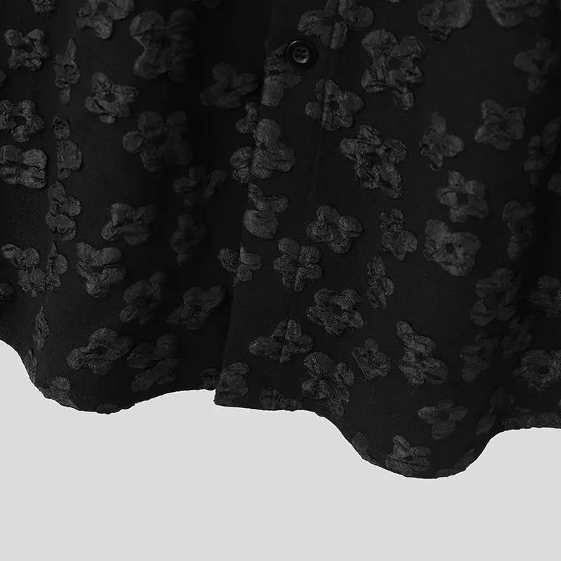 Flower Jacquard Loose Polyester Shirt