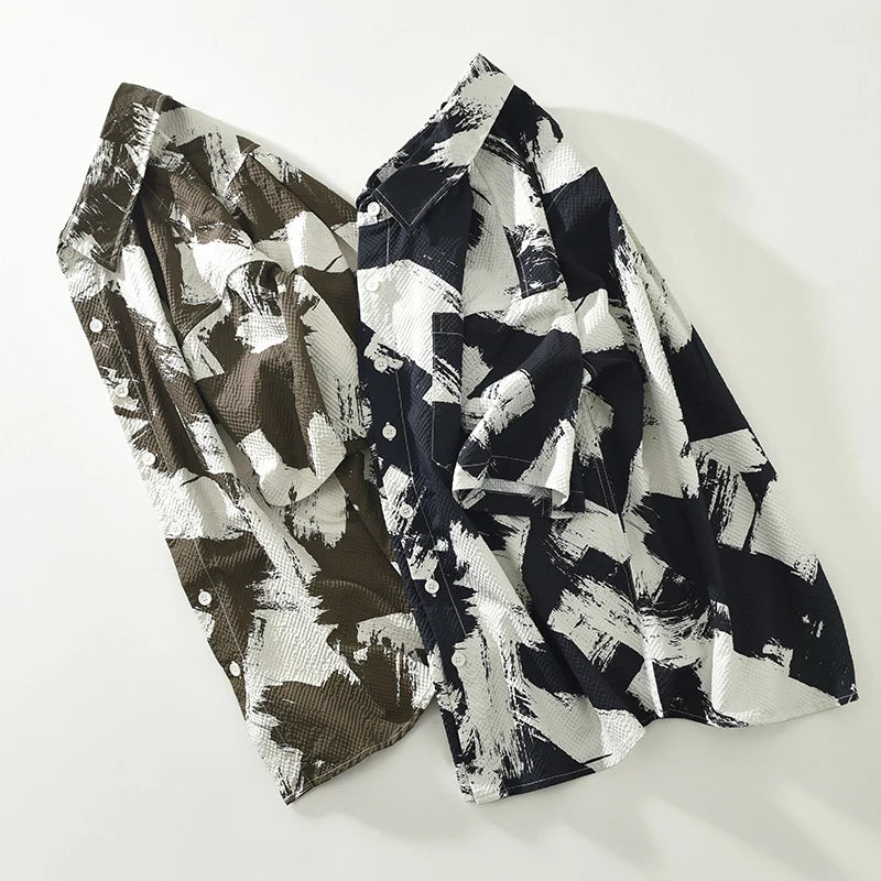 Casual Turn-down Collar Abstract Shirt