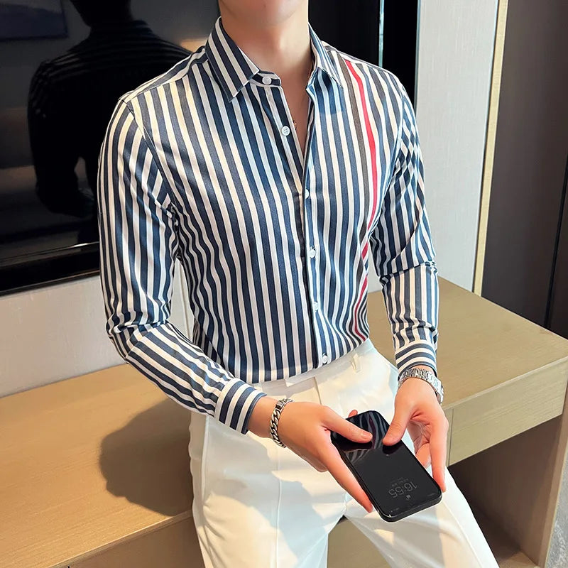 Long Sleeved Vertical Stripes Shirt