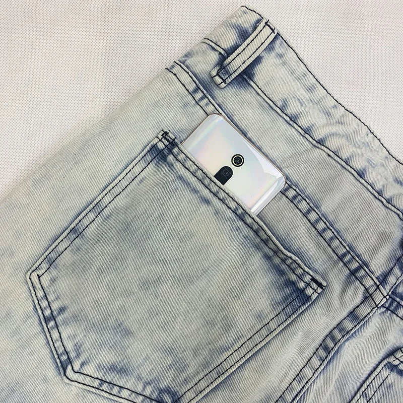 Letter Stripe Ripped Design Jeans