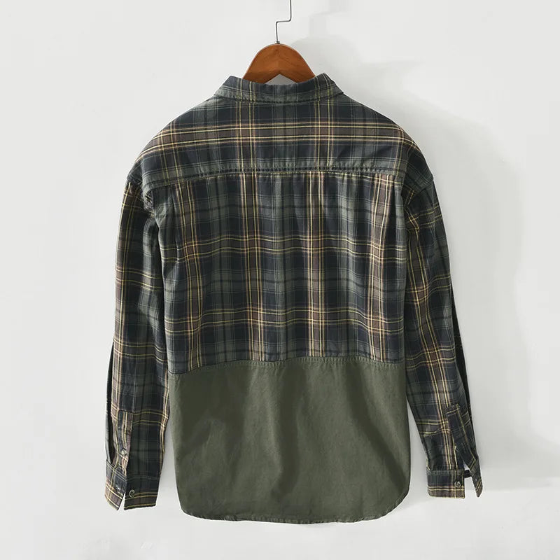 Plaid Pattern Two Pockets Cotton Shirt