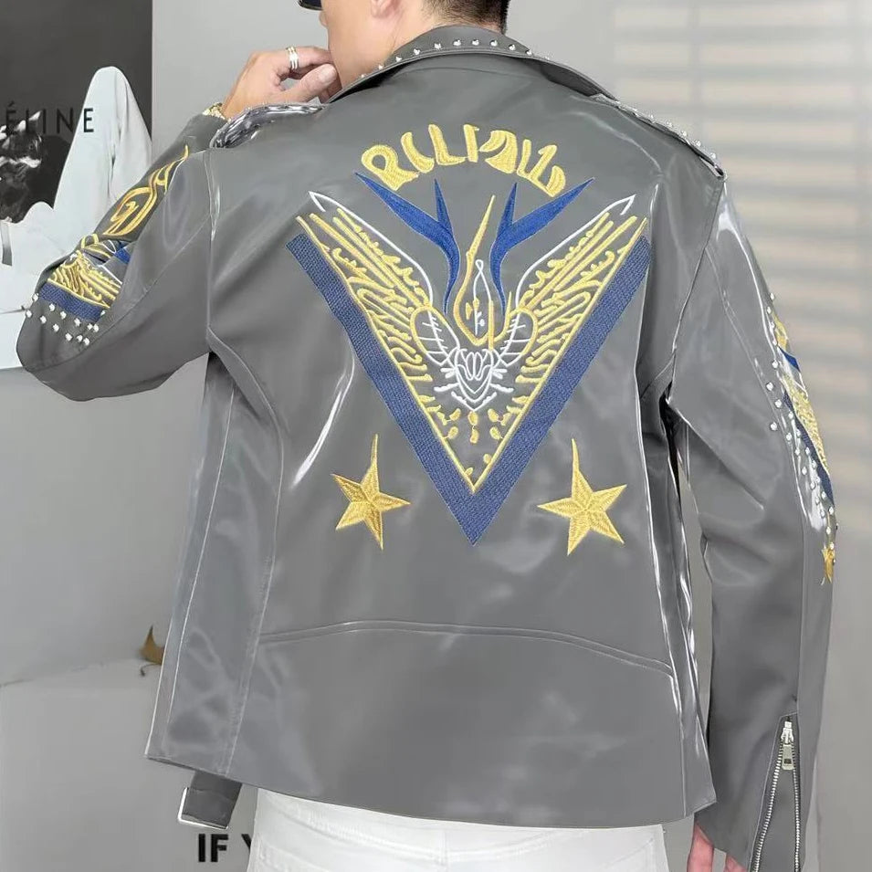 Rivet Decoration Embroidery Punk Jacket