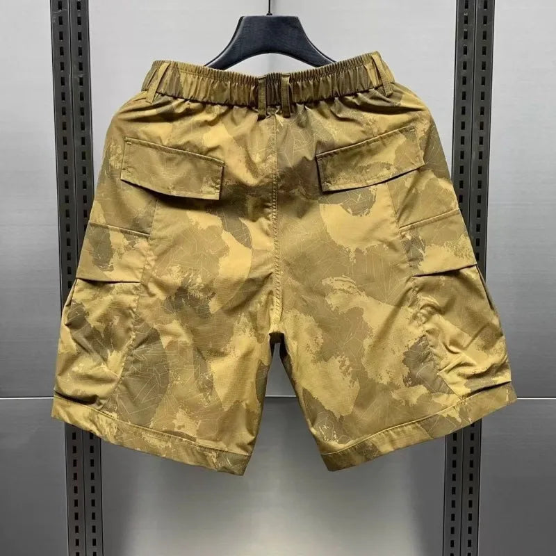Printed Big Pocket Drawstring Shorts