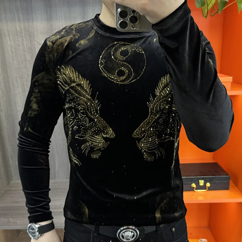 Fashion Animal Rhinestone Printed T-Shirt