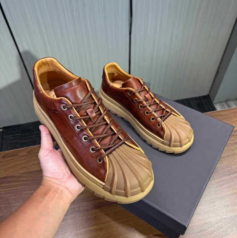 Retro Leather Shell Toe Sneakers