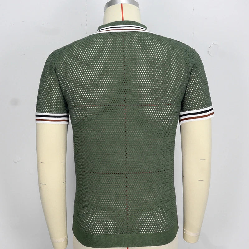 Knit Hollow Out Pocket Shirt