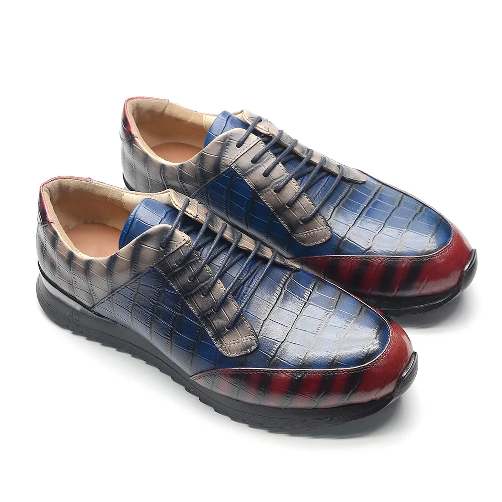 Crocodile Print Elegant Derby Shoes