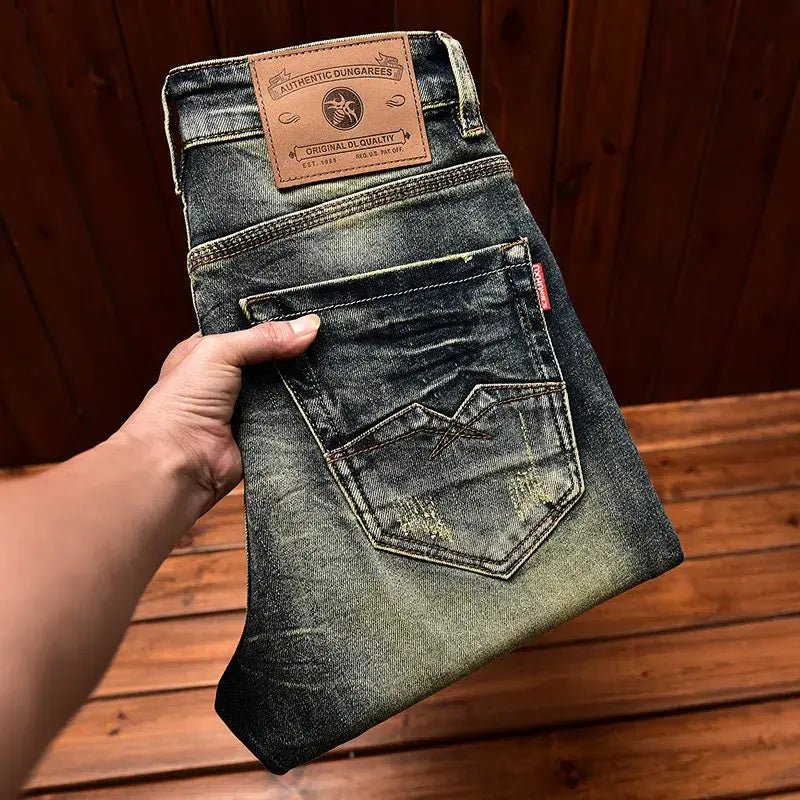 Washed-Out Vintage Slim-Fit Jeans