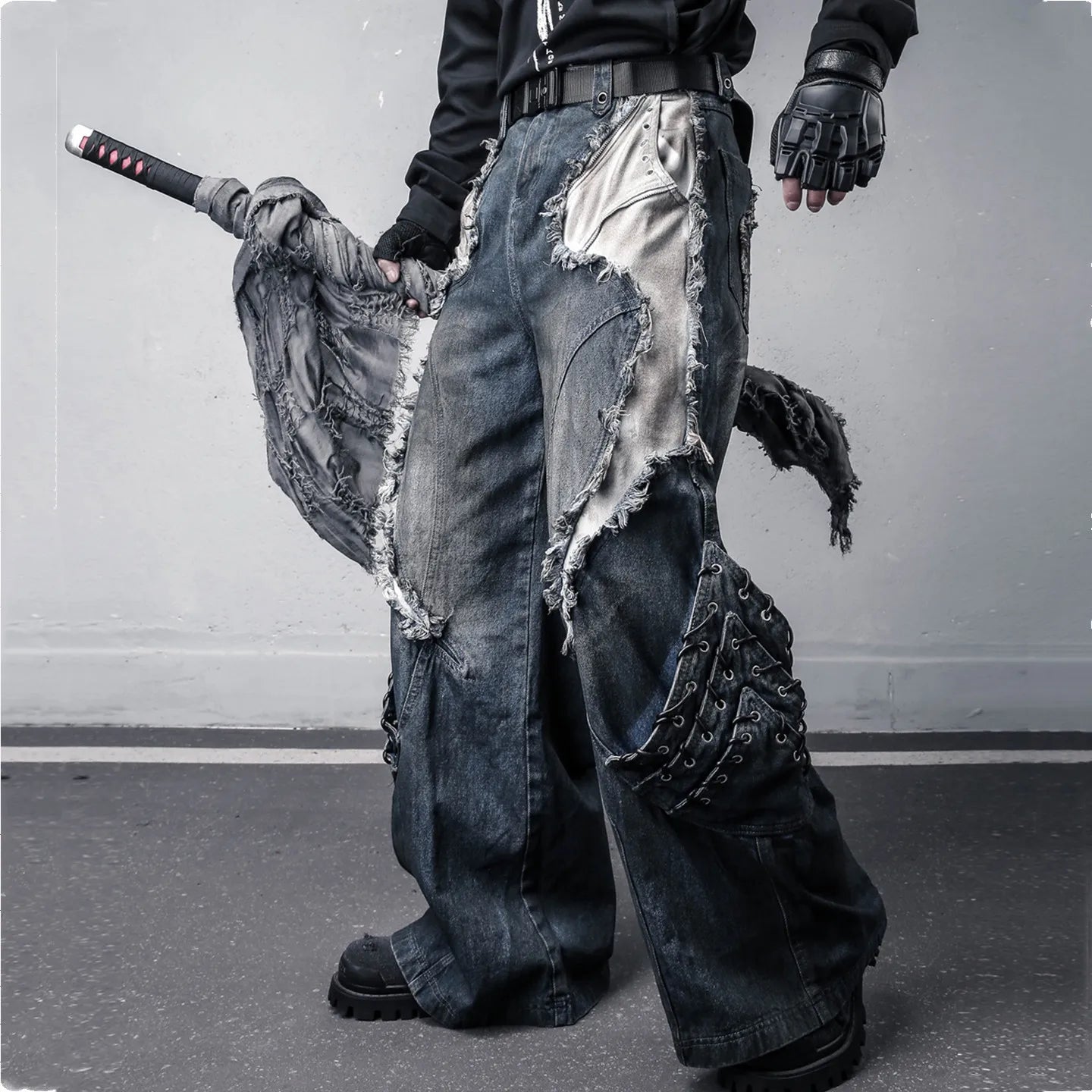 Ripped Hole Distressed Patchwork Jeans