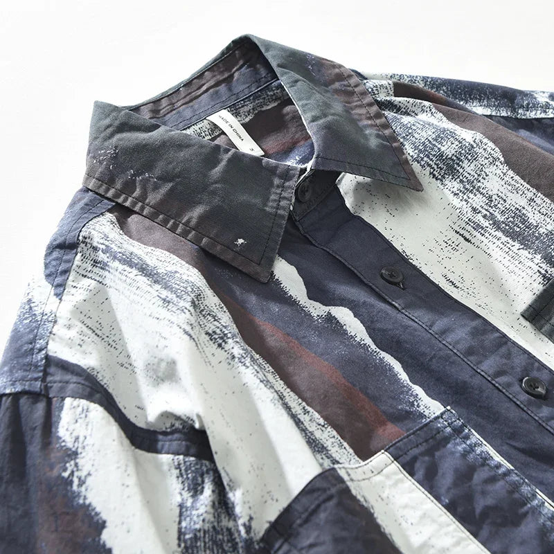 Abstract Color Printed Loose Shirt