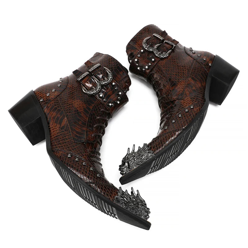 Dragon-Toe Gothic Punk Leather Boots