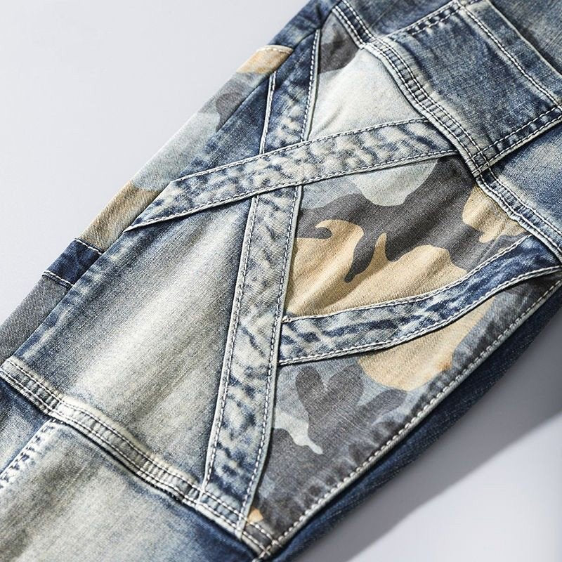 Cargo Pockets Cotton Denim Jeans