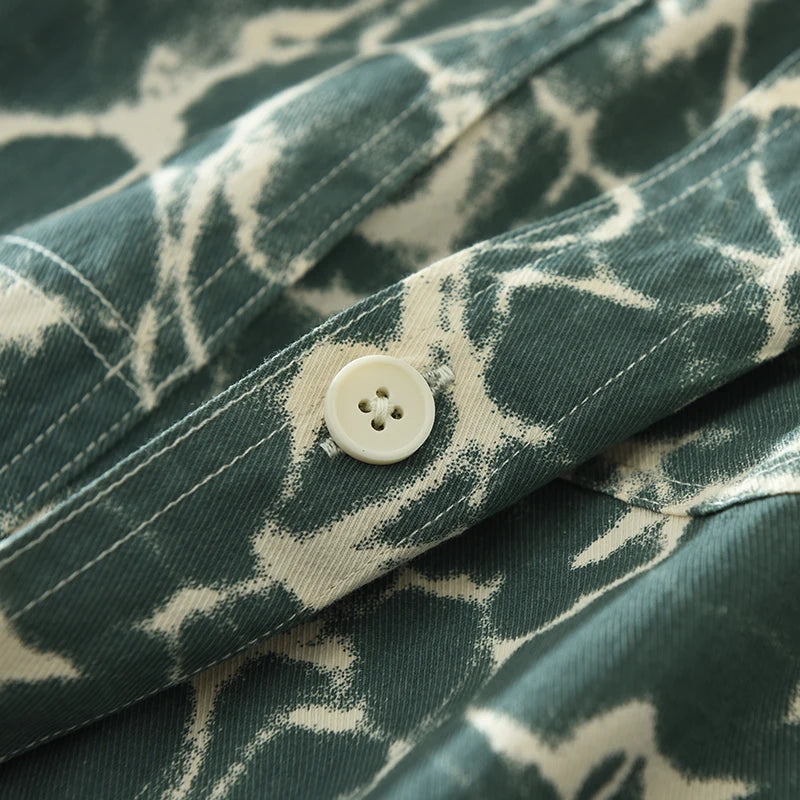 Printed Pattern Short Sleeve Cotton Shirt