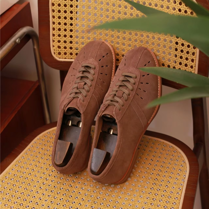Minimalist Perforated Leather Sneakers