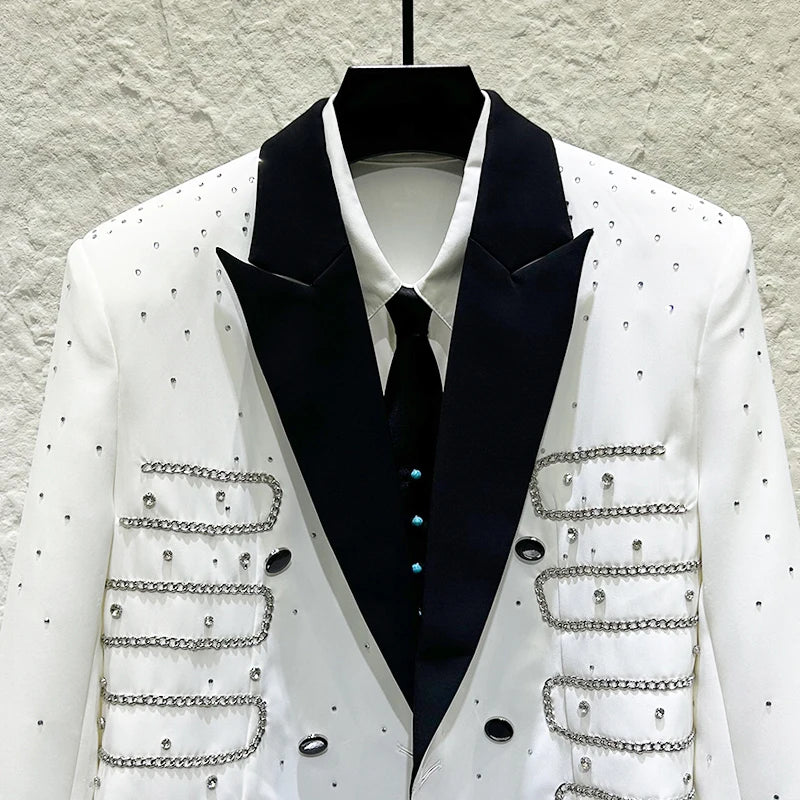 Rhinestone Chain Design Fashion Blazer