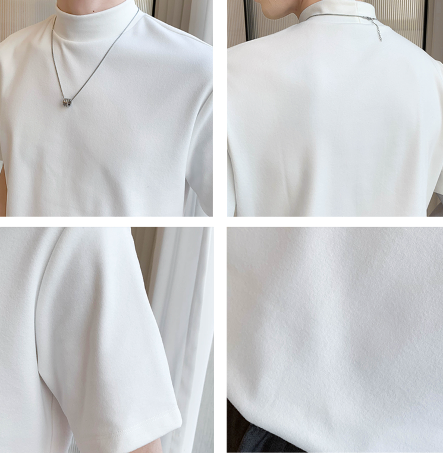 Solid Color Turtleneck Loose T-Shirt