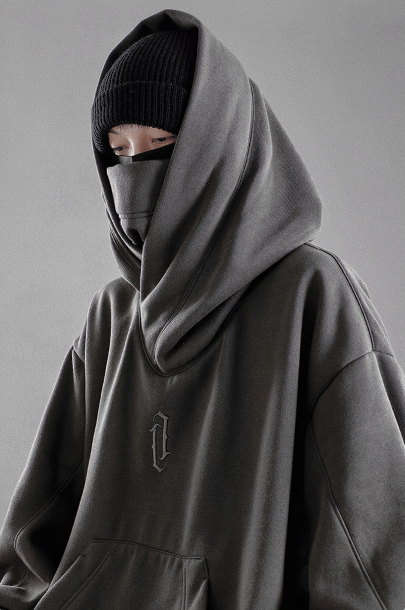 Oversize High Collar Solid Color Hoodie