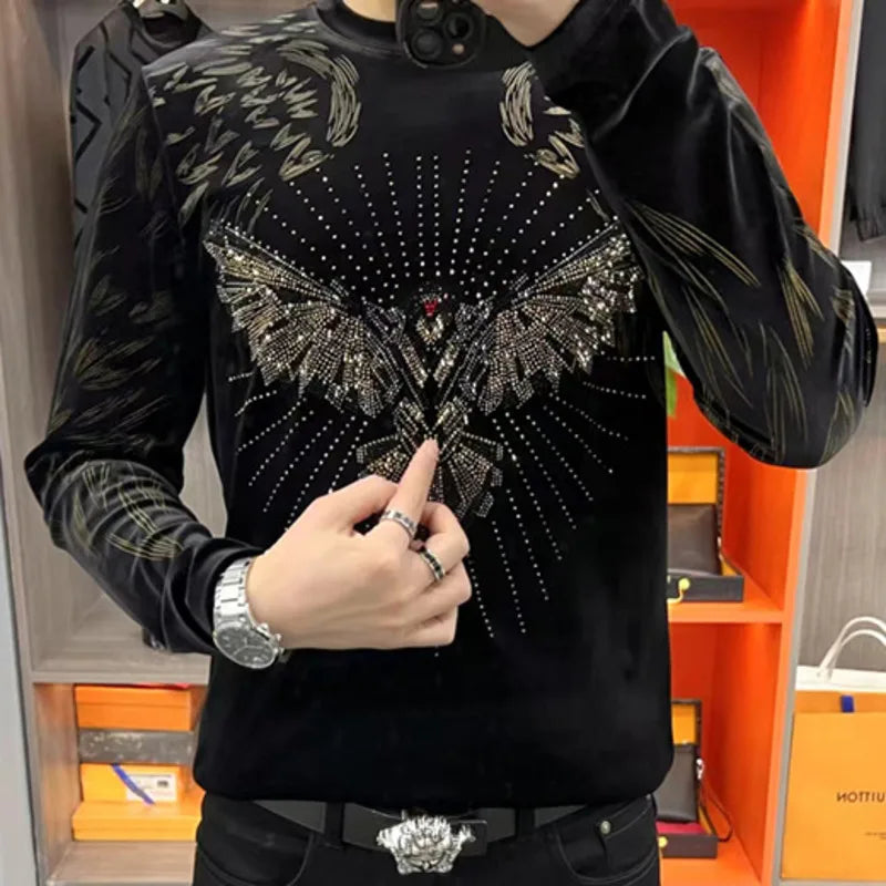 Rhinestone Hot Drill Slim T-Shirt