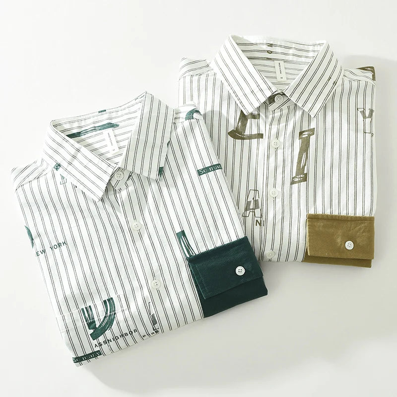 Letter Striped with Pocket Shirt