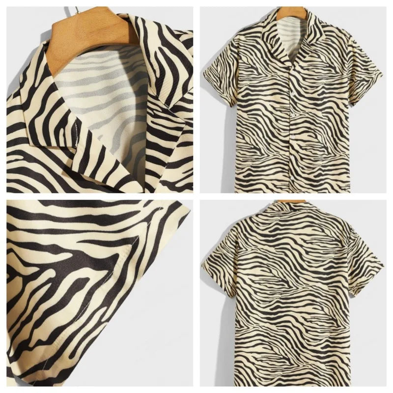 Tiger Skin Printed Short Sleeve Shirt