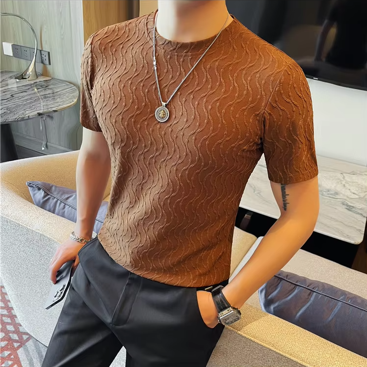 Slim-Fit Striped Ruffian Fashion Tee