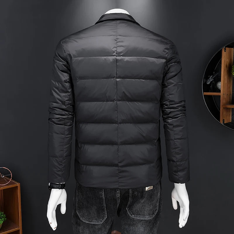 Black Puffed V-Neck Jacket