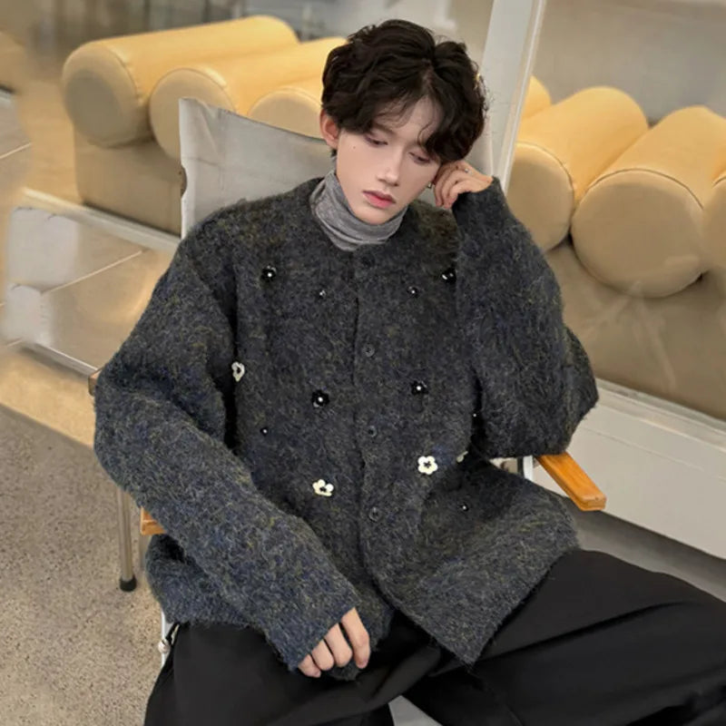 Floral Beads Loose Men's Cardigan