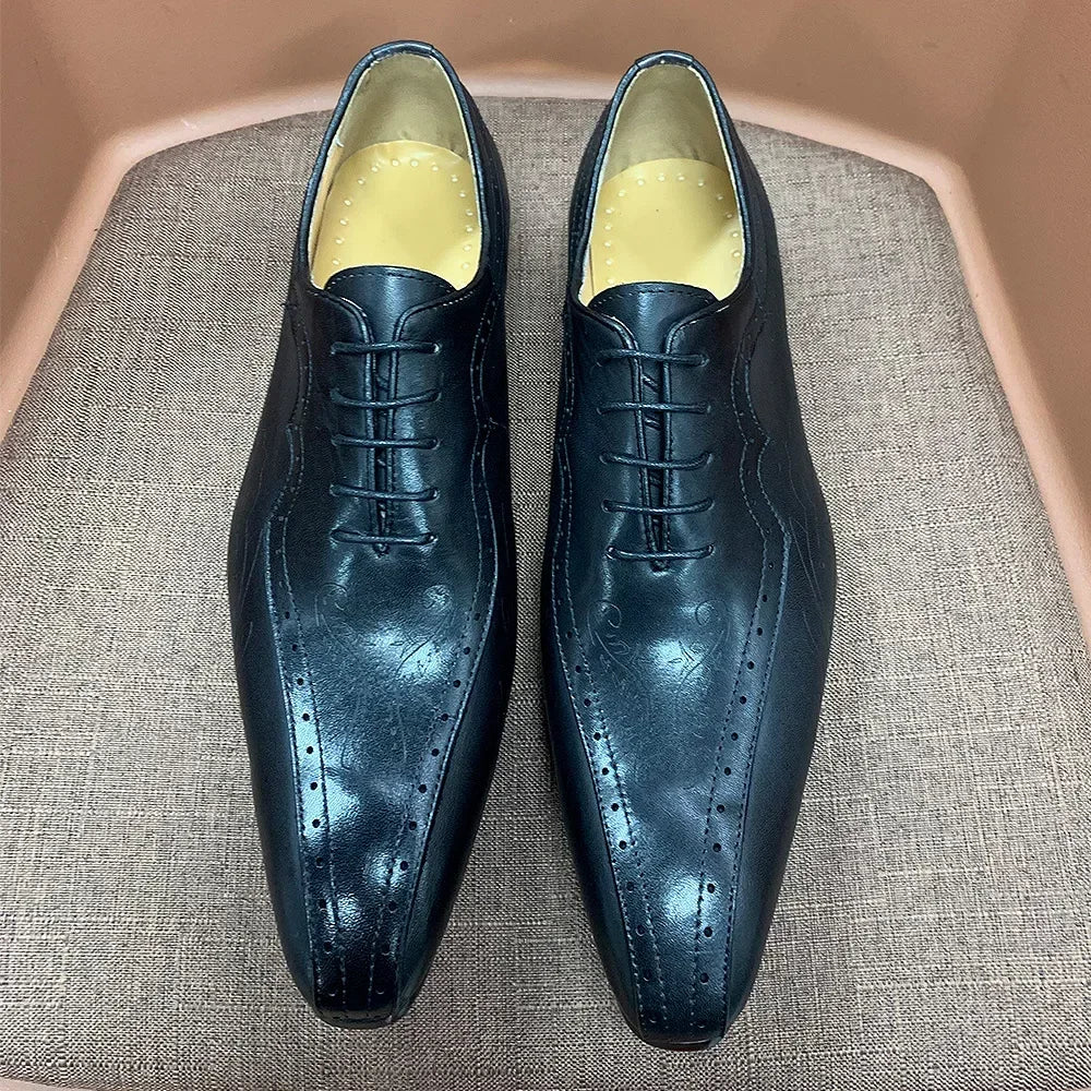 Hand Engraved Pointed Toe Men's Shoes