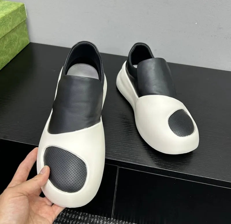Black & White Leather Platform Shoes