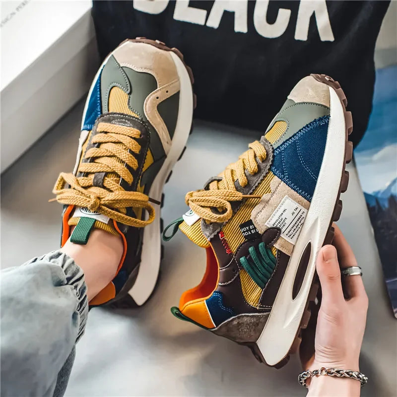 Color Patchwork Geometric Thick Sneakers