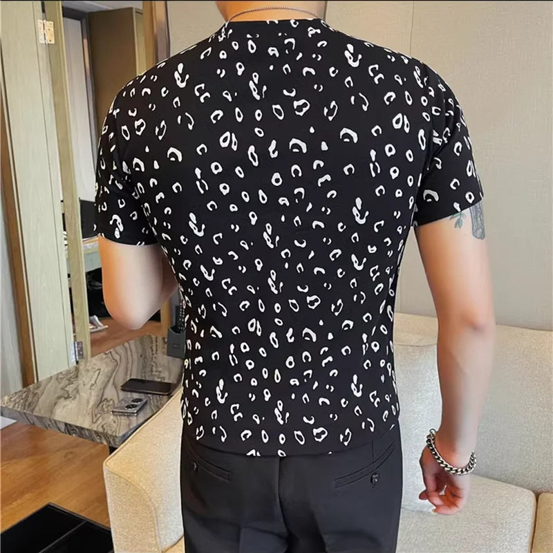 Leopard Flocking O-Neck Men's Tee