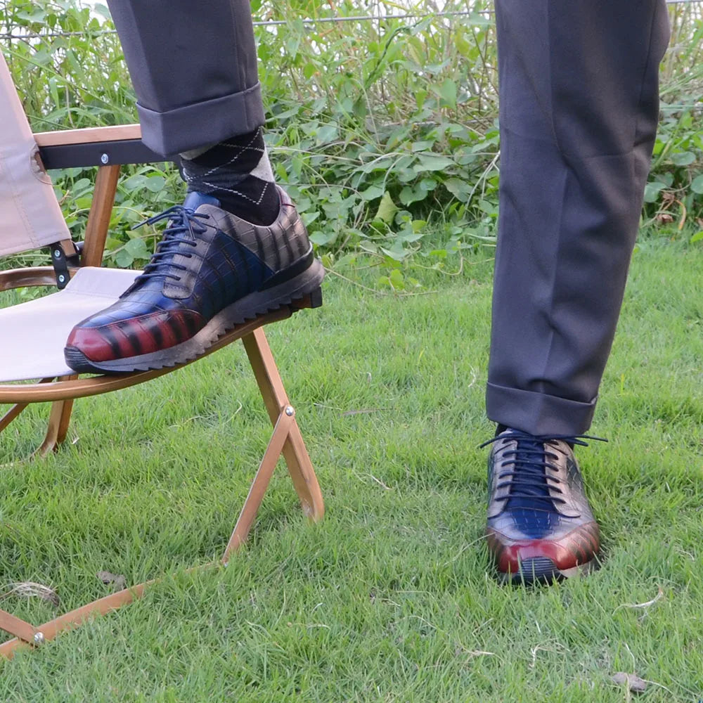 Crocodile Print Casual Genuine Leather Shoes