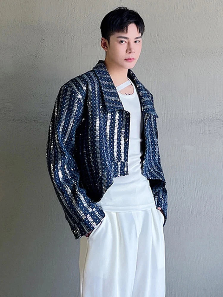 Fashion Stripe Crop Sequin Jacket