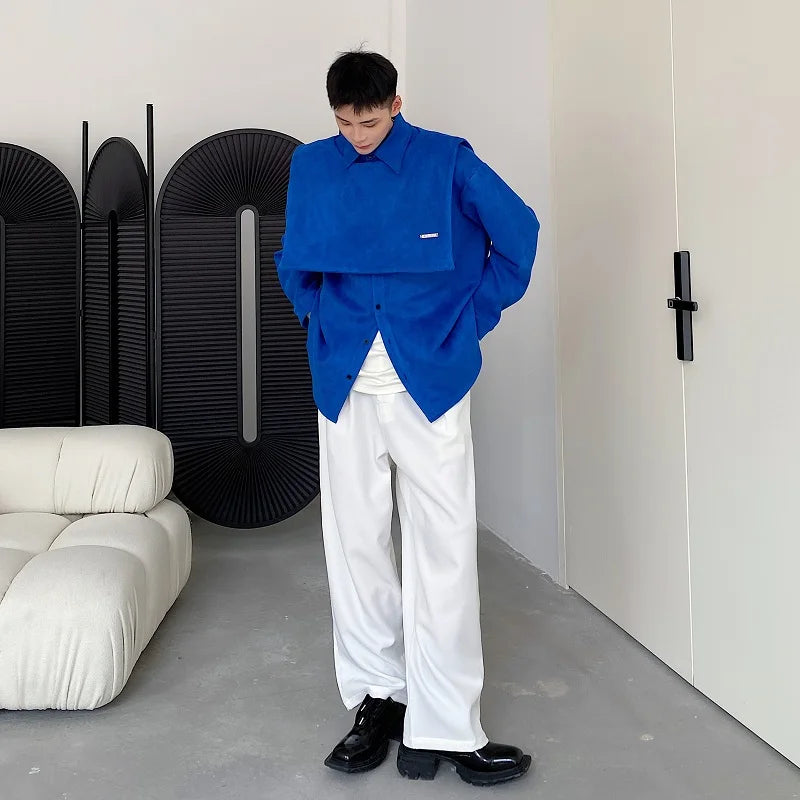 Solid Blue Color Polyester Shirt